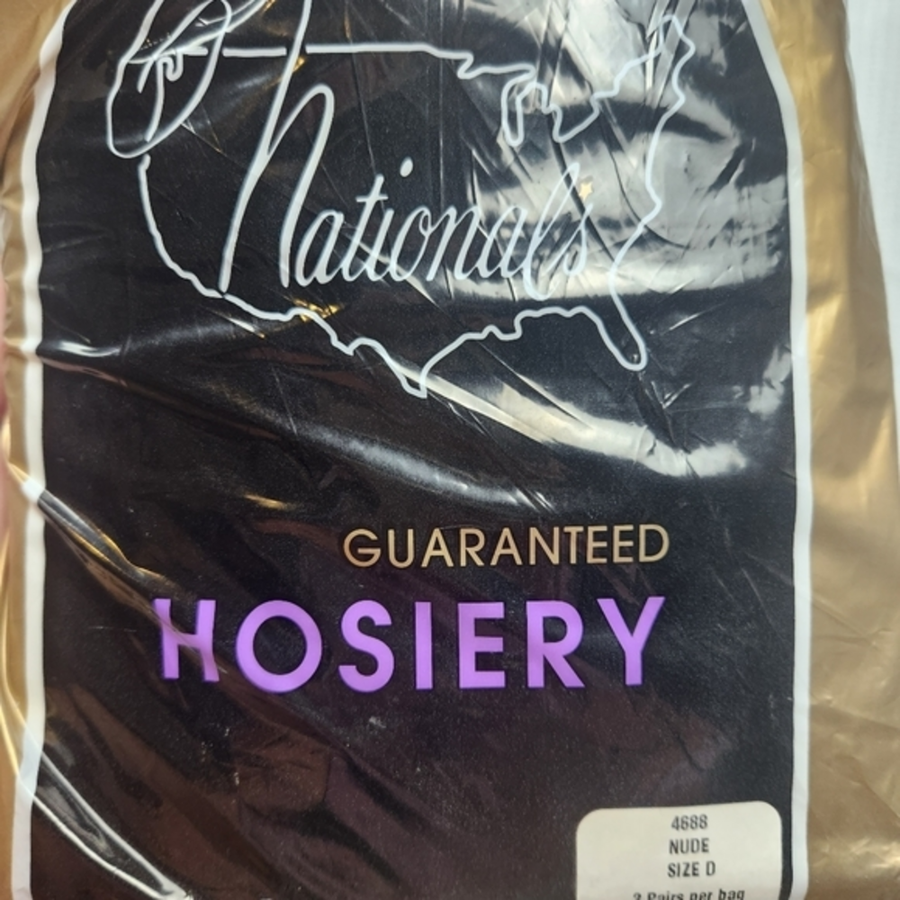 National's Guaranteed Hosiery‎ VTG 50s 60s Pantyhose Stocking Size D.  NOS 3Pr.